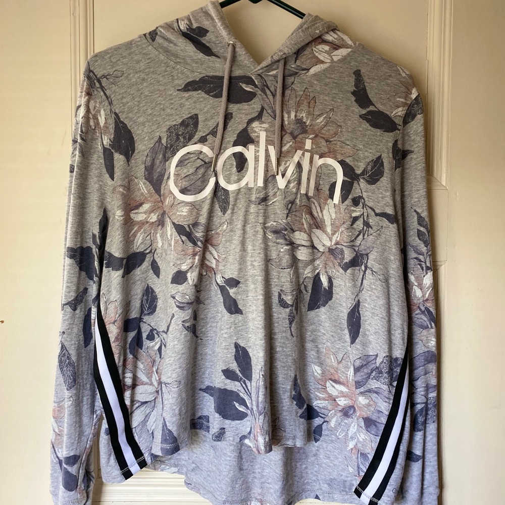 Gray Calvin Klein Hoodie with Floral Pattern